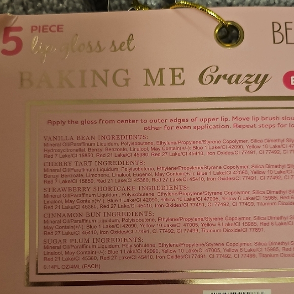 Lip Gloss Set -- VanillaBean, Sweet Tart, Shortcake, Cinnamon Bun, Sugar Plum#D2 - Picture 2 of 3